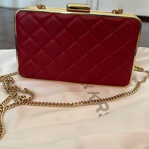 Michael Kors Elsie Quilted Box Clutch Bag, Red